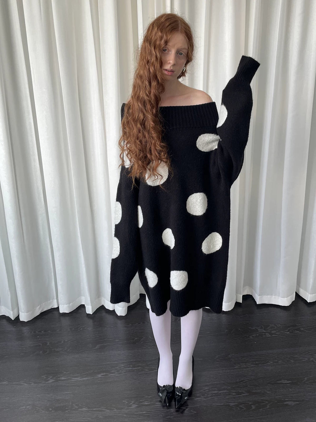 Polka dot long sweater / dress