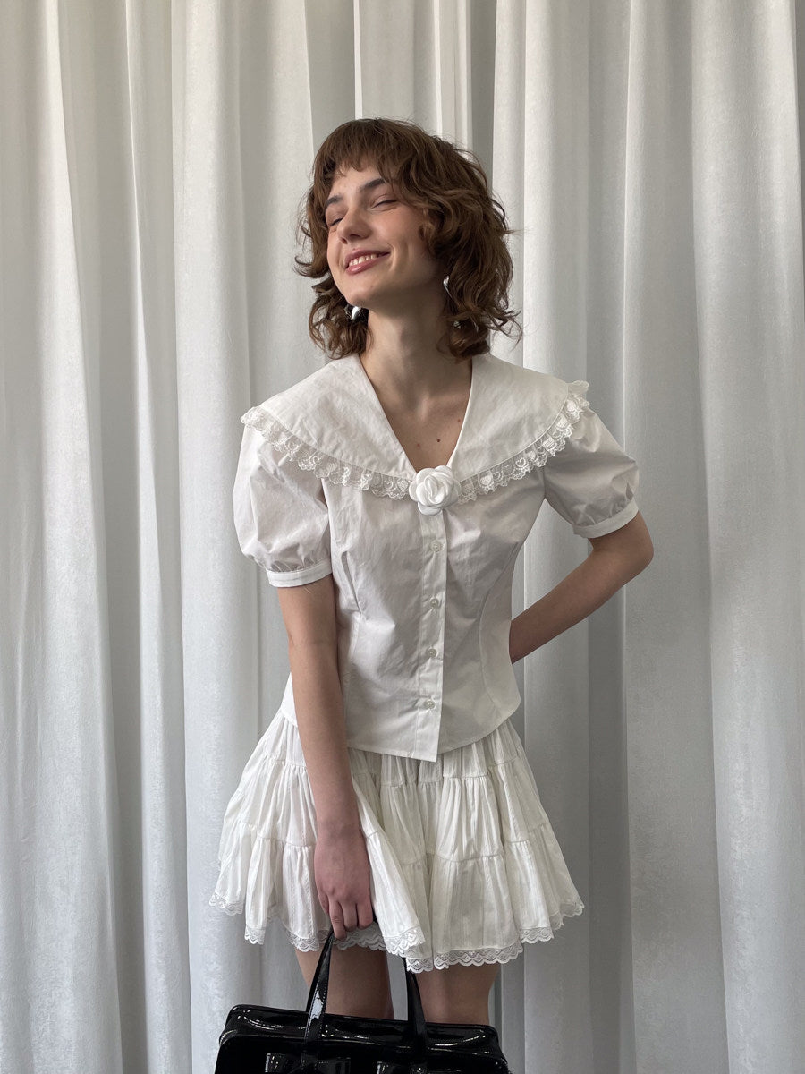 Camellia short-sleeved shirt