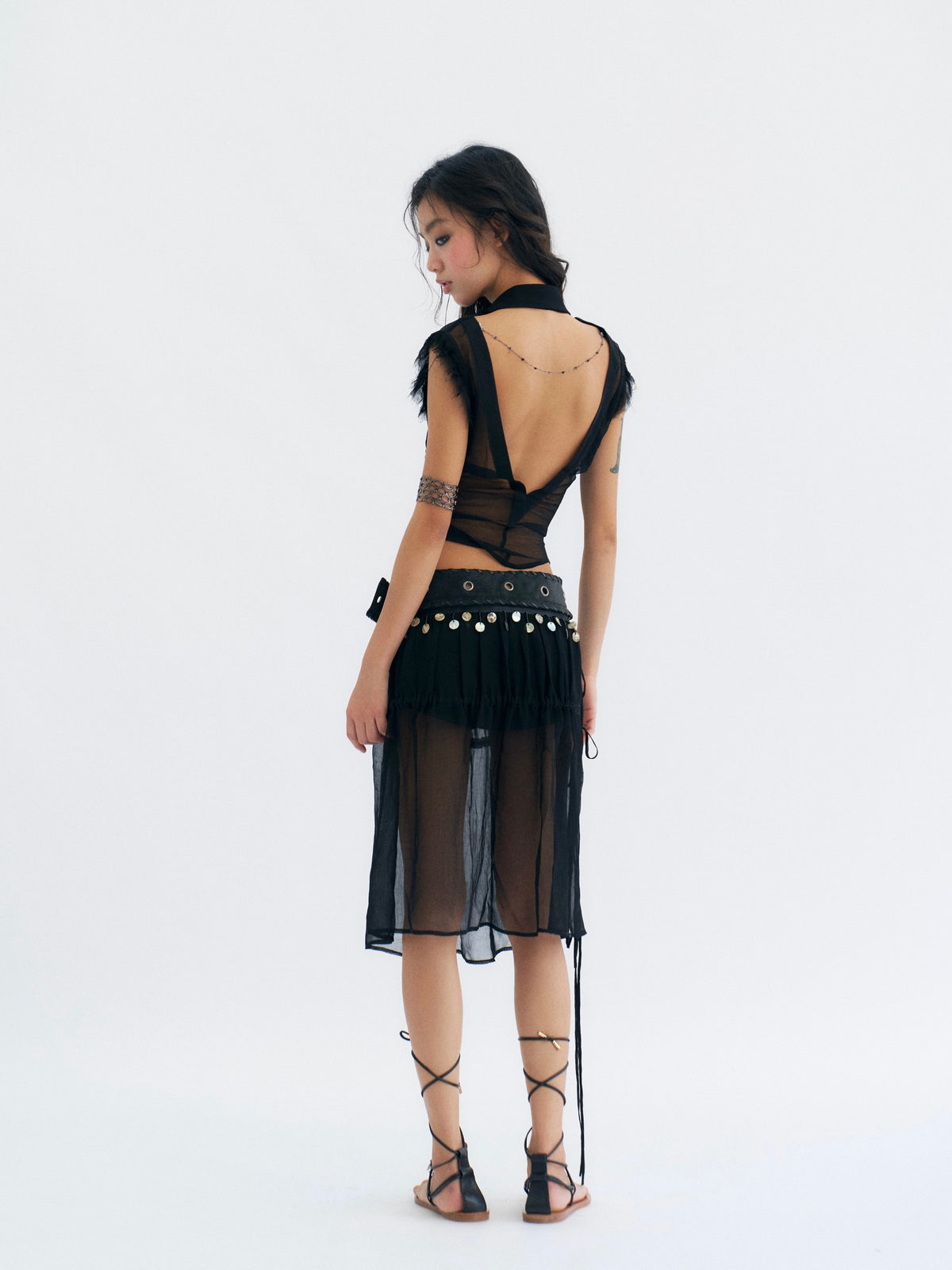 Sheer Open Back Shirt