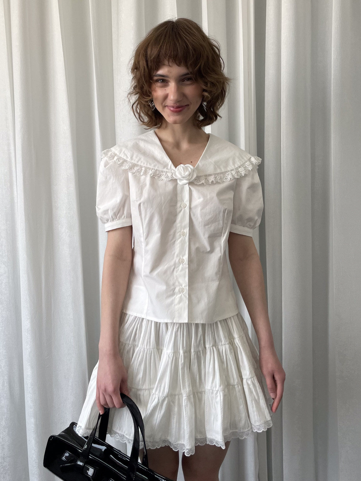 Camellia short-sleeved shirt