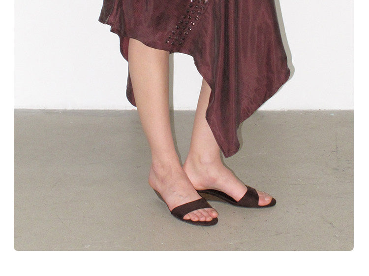 Irregular side slanted skirt