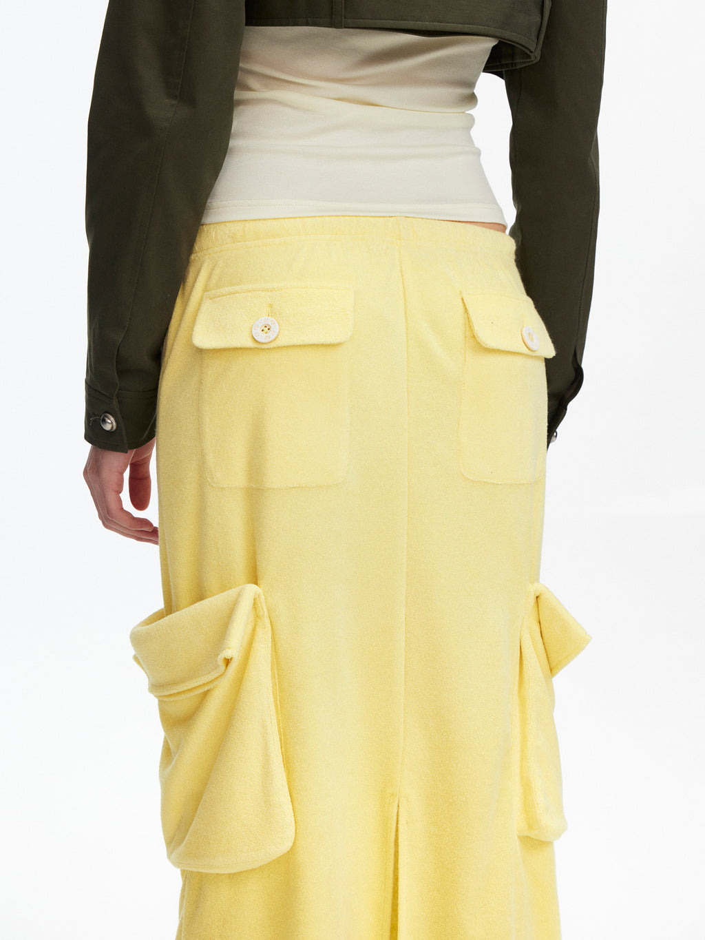 Yellow Terry Cotton Utility Skirt