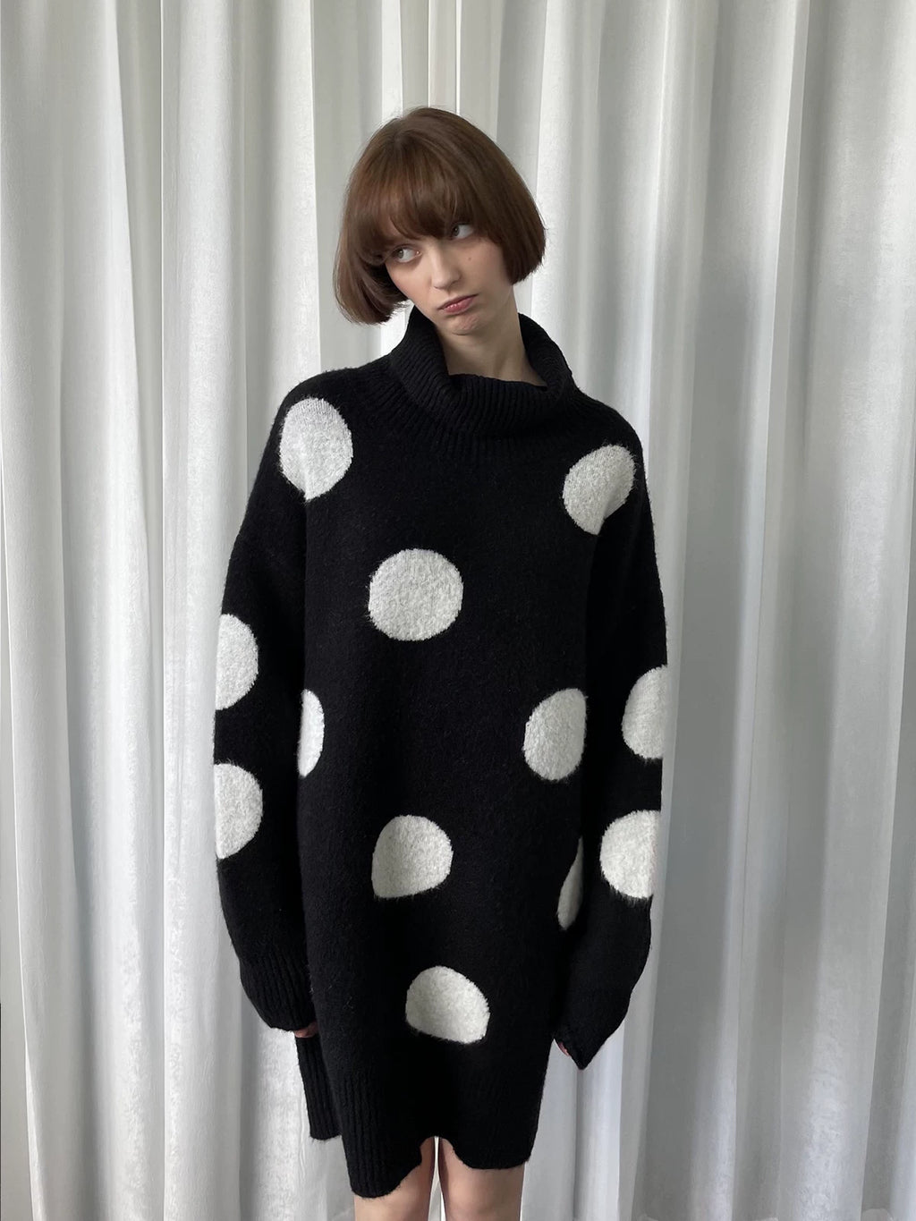 Polka dot long sweater / dress