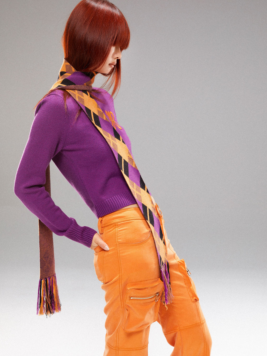 Purple Knitted Sweater Cardigan