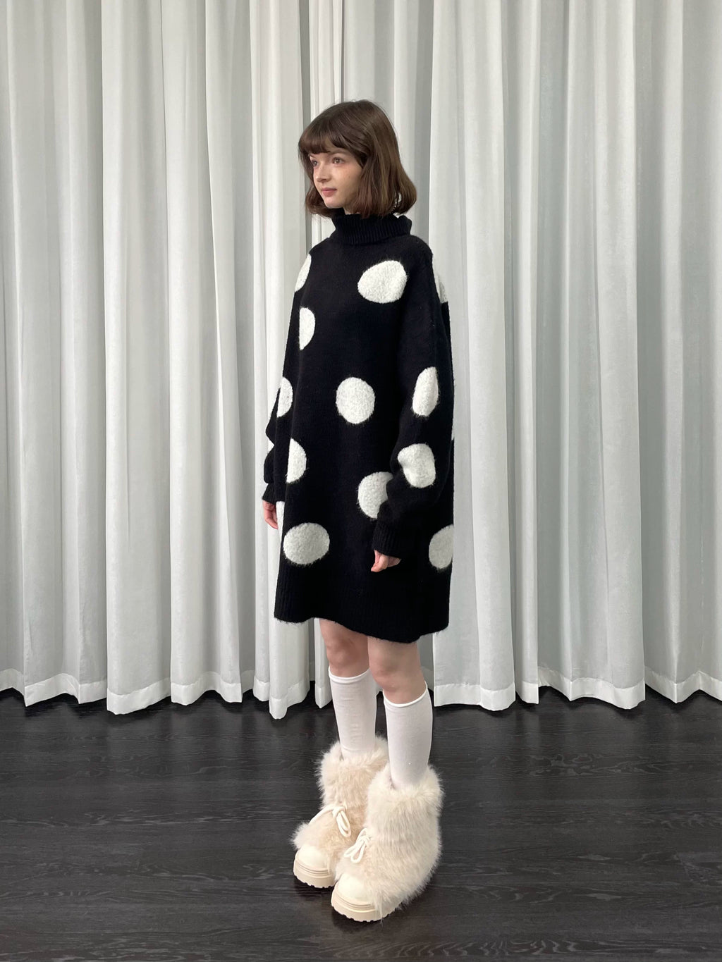 Polka dot long sweater / dress