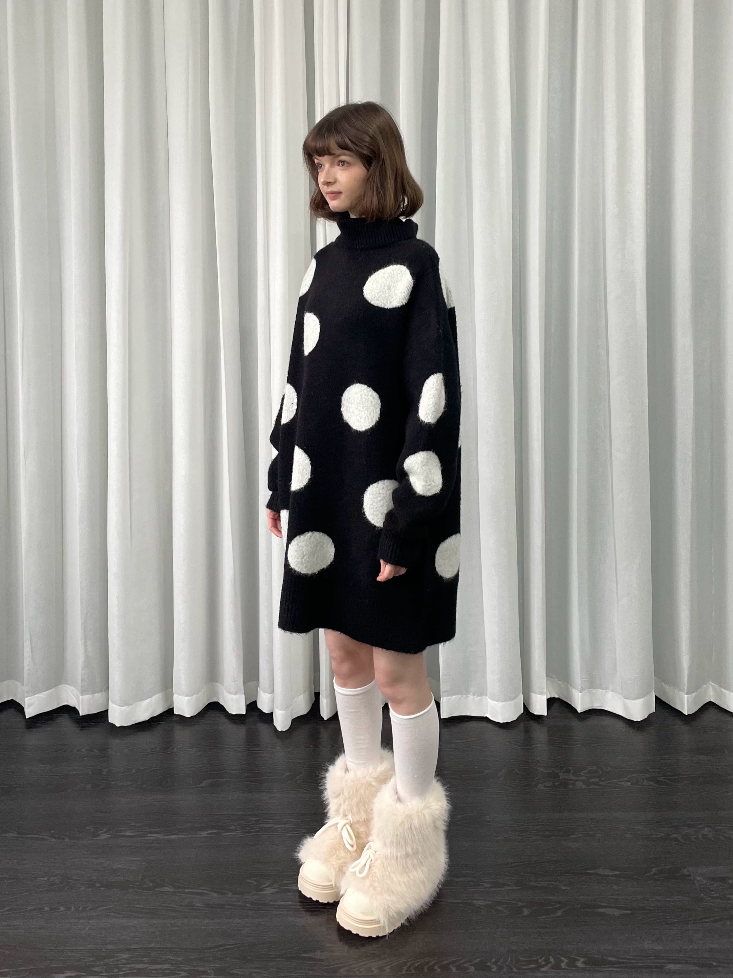 Polka dot long sweater / dress