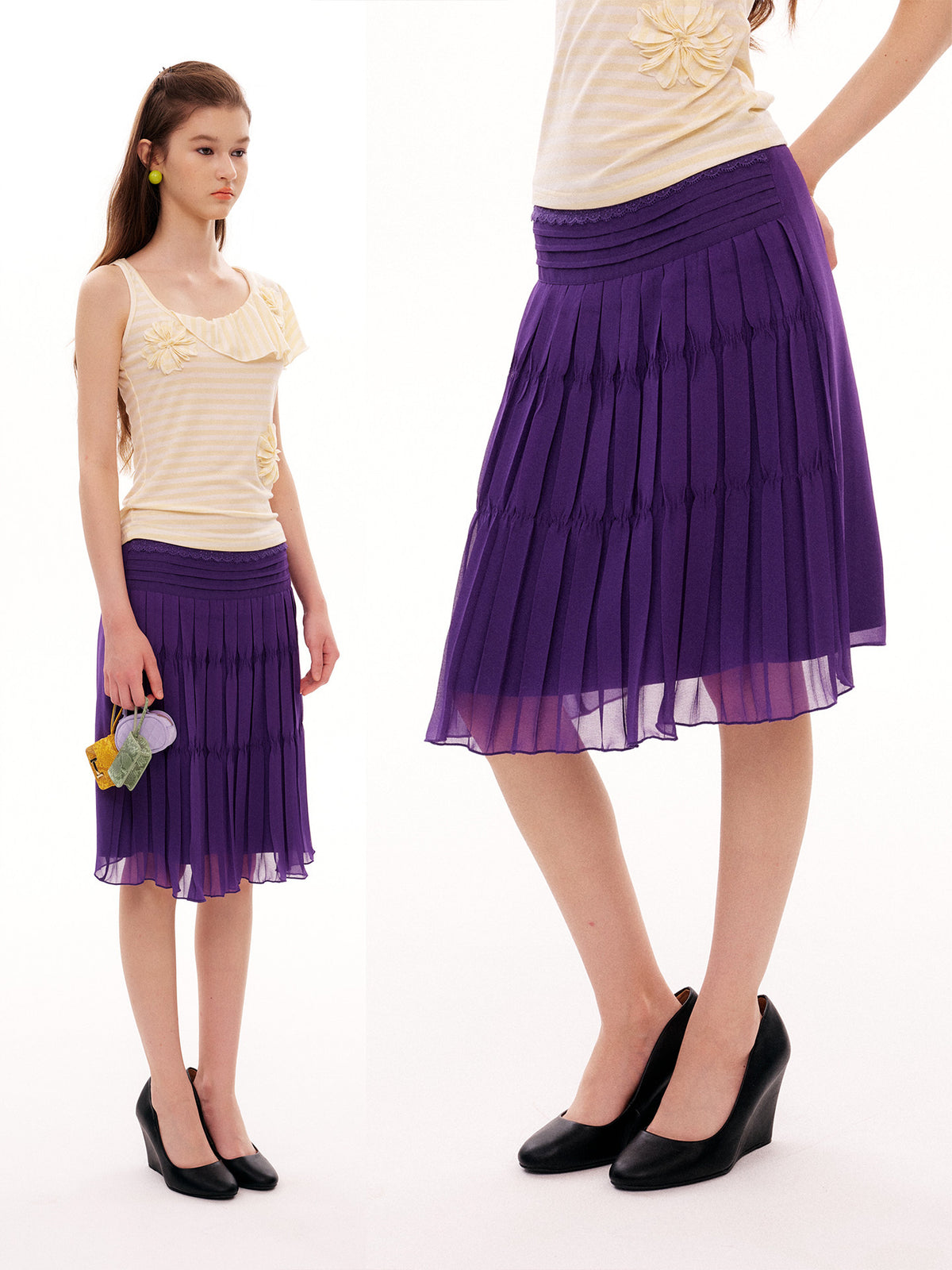 Accordion Midi Skirt