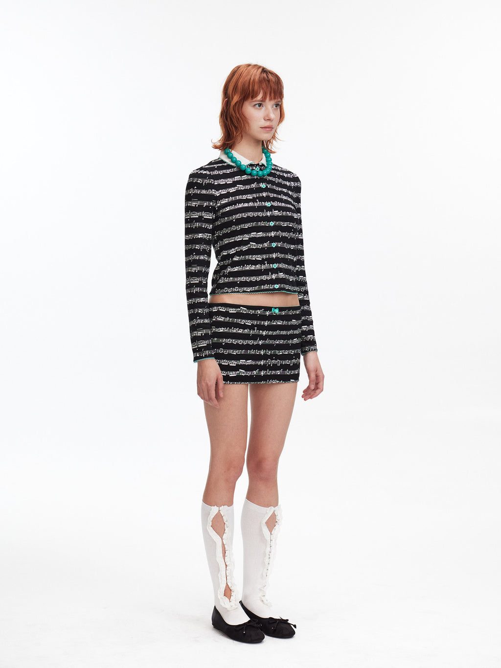 Note print cardigan