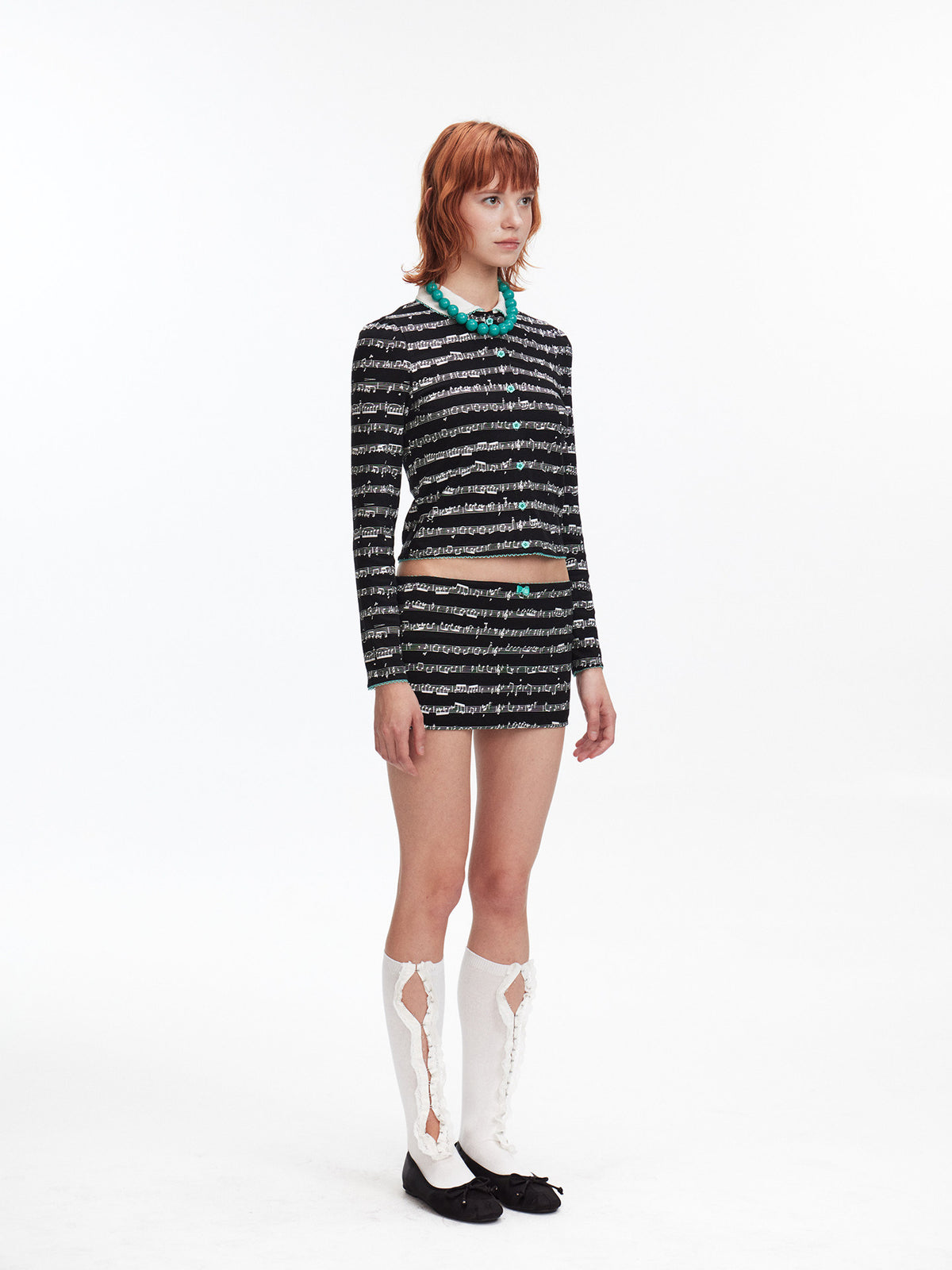 Note print cardigan