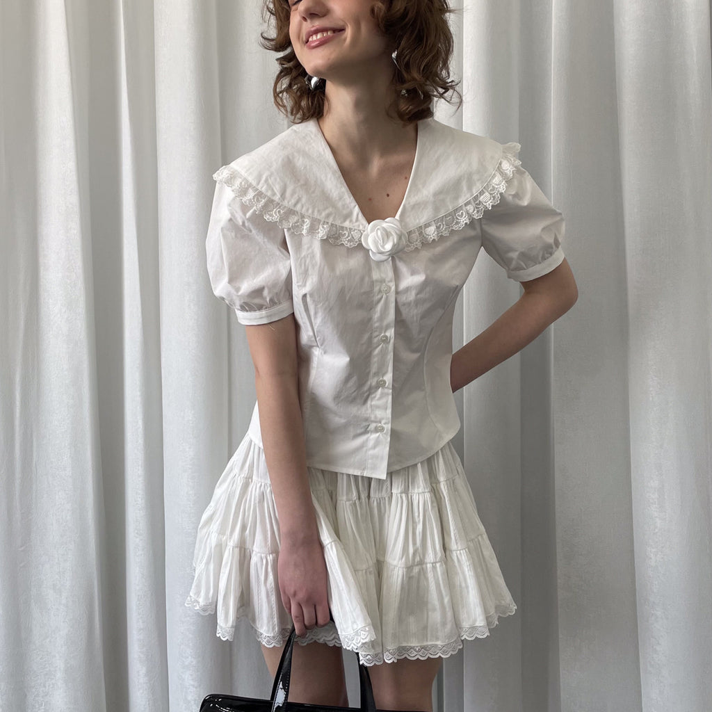 Camellia short-sleeved shirt