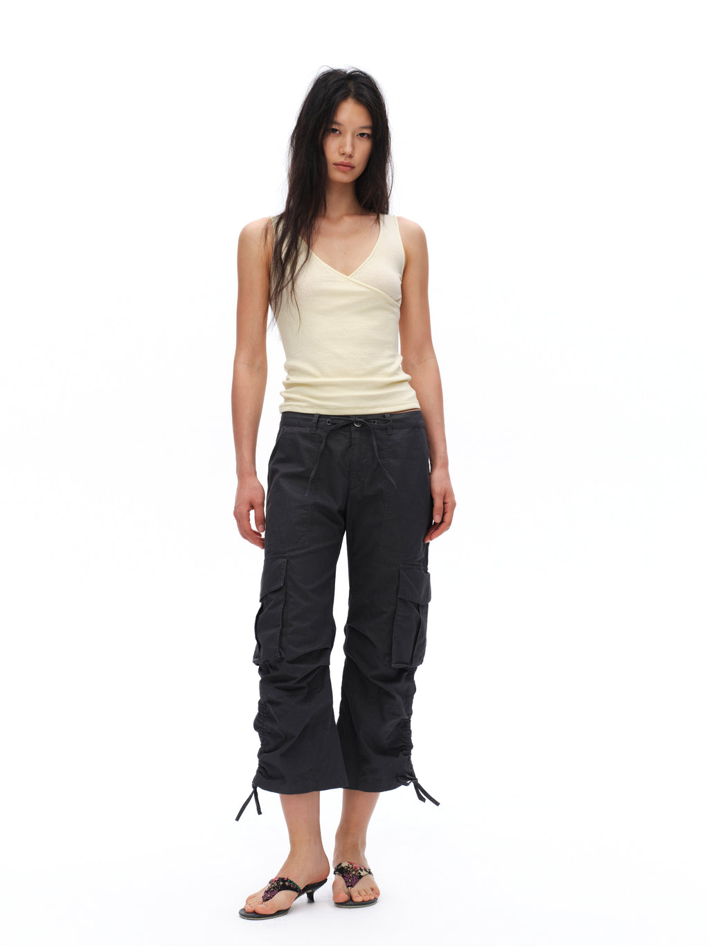 Low-Waist Pleated Pants