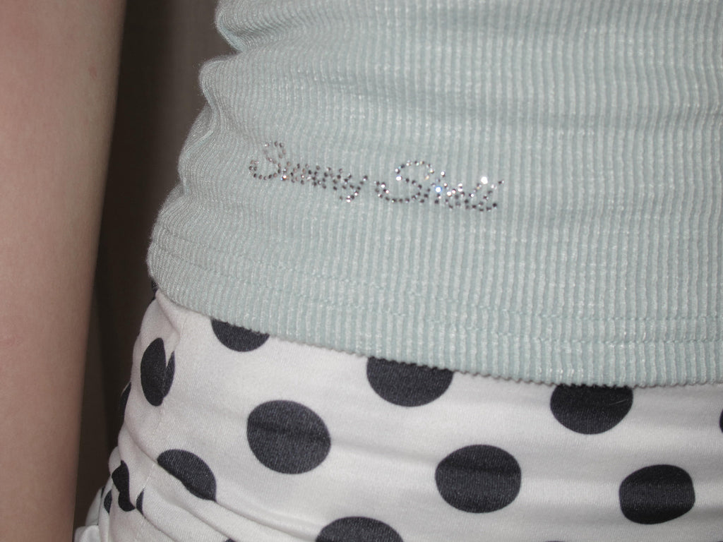 Ocean Blue Love Puff Sleeve Crossover Neck Top (Pre-order)