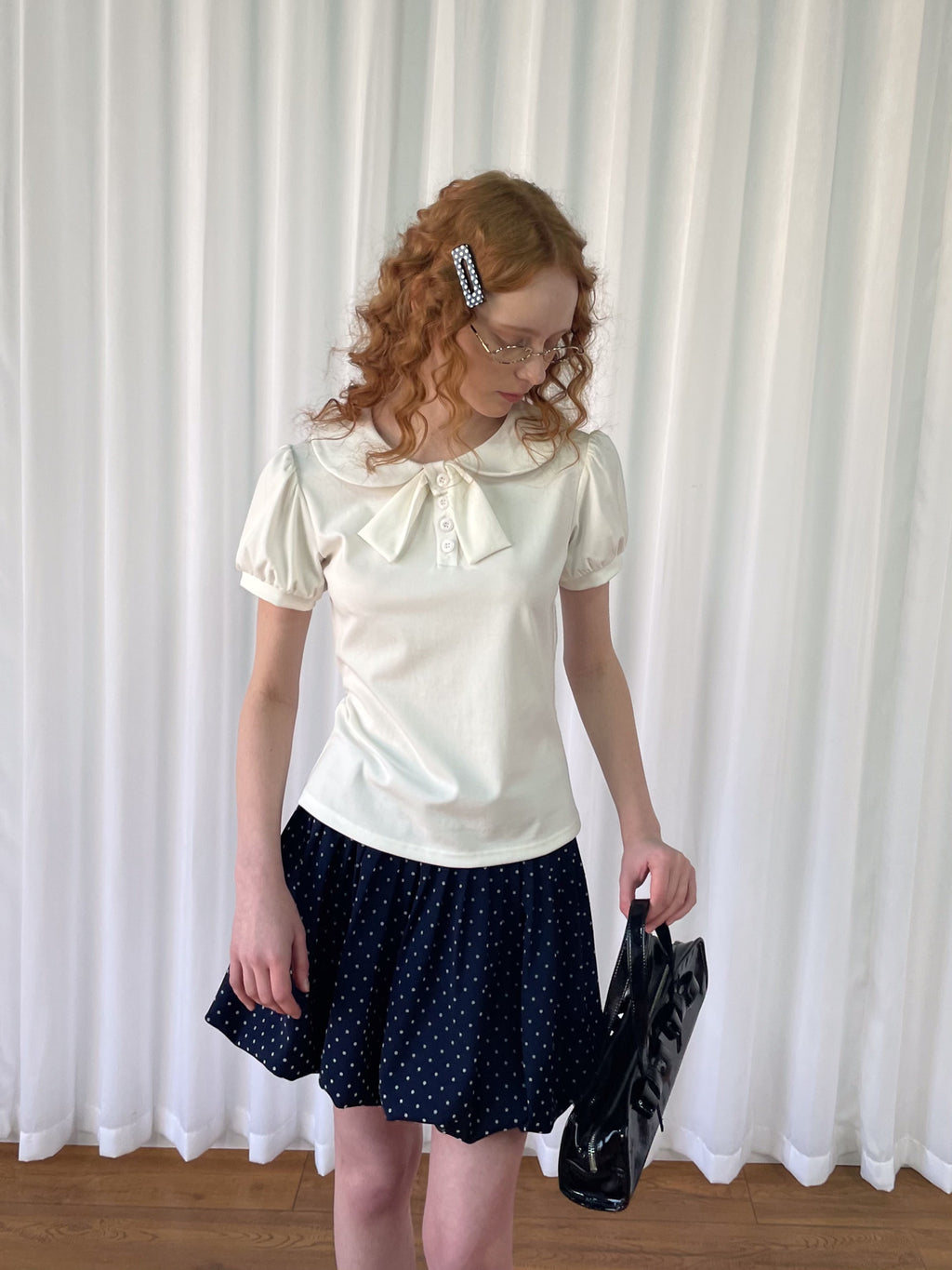 Bow tie knitted shirt