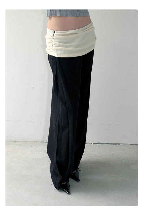 Acetate side seams and skirt layered wide-leg trousers