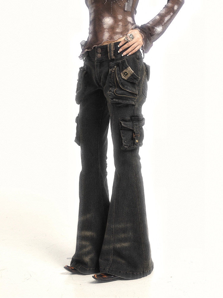 Cargo Pocket Flare Jeans