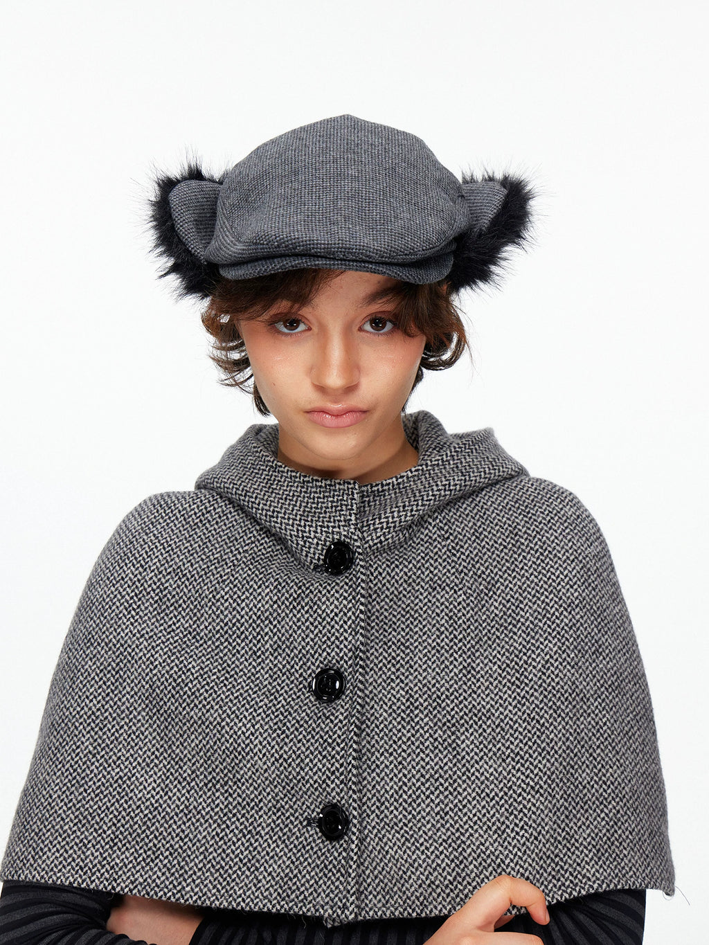 woolen peaked beret hat