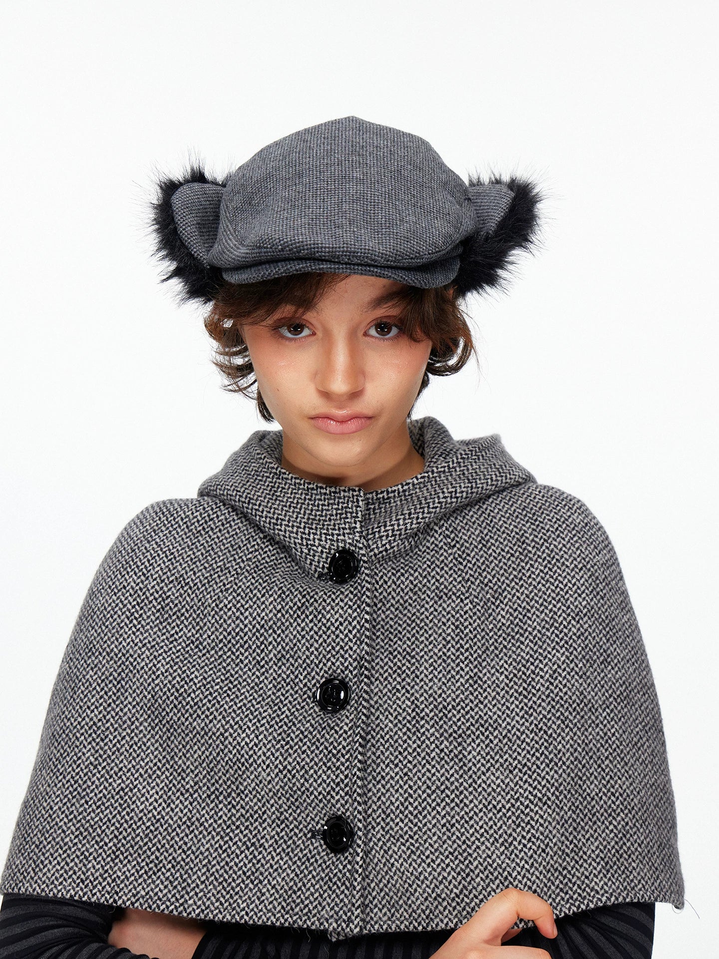 woolen peaked beret hat