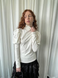Puff sleeve knitted shirt