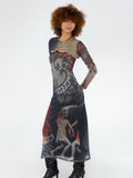Swan Print Two-Piece Dress