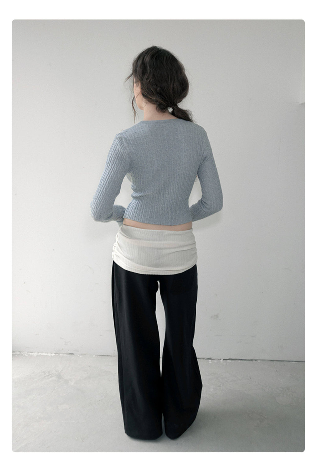 Acetate side seams and skirt layered wide-leg trousers