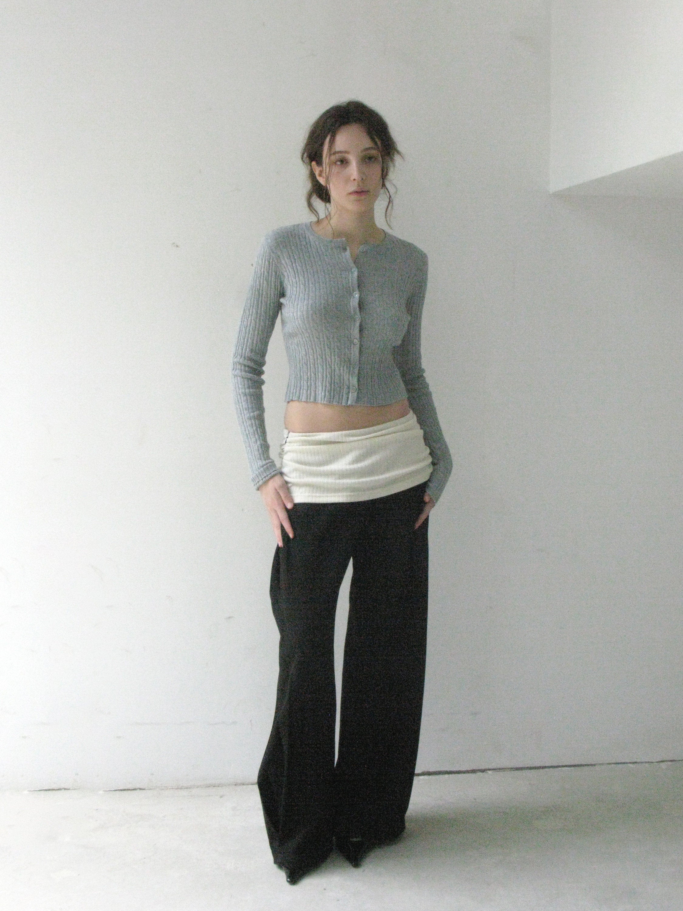 Acetate side seams and skirt layered wide-leg trousers