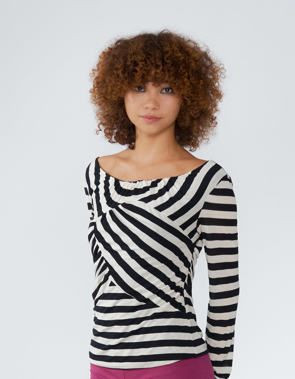 Striped long-sleeve top