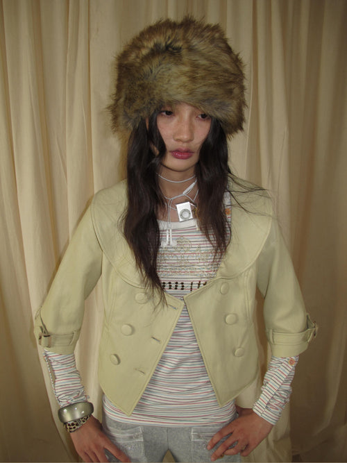 antique pale cropped leather jacket