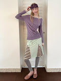 Striped lace casual skirt