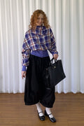 Plaid pleated shirt jacket