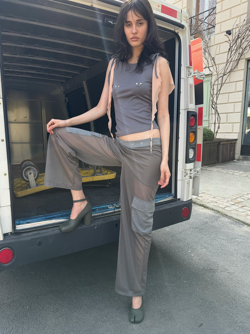 Sheer Layered Grey Cargo