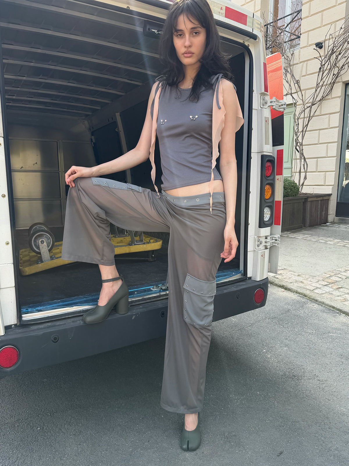 Sheer Layered Grey Cargo