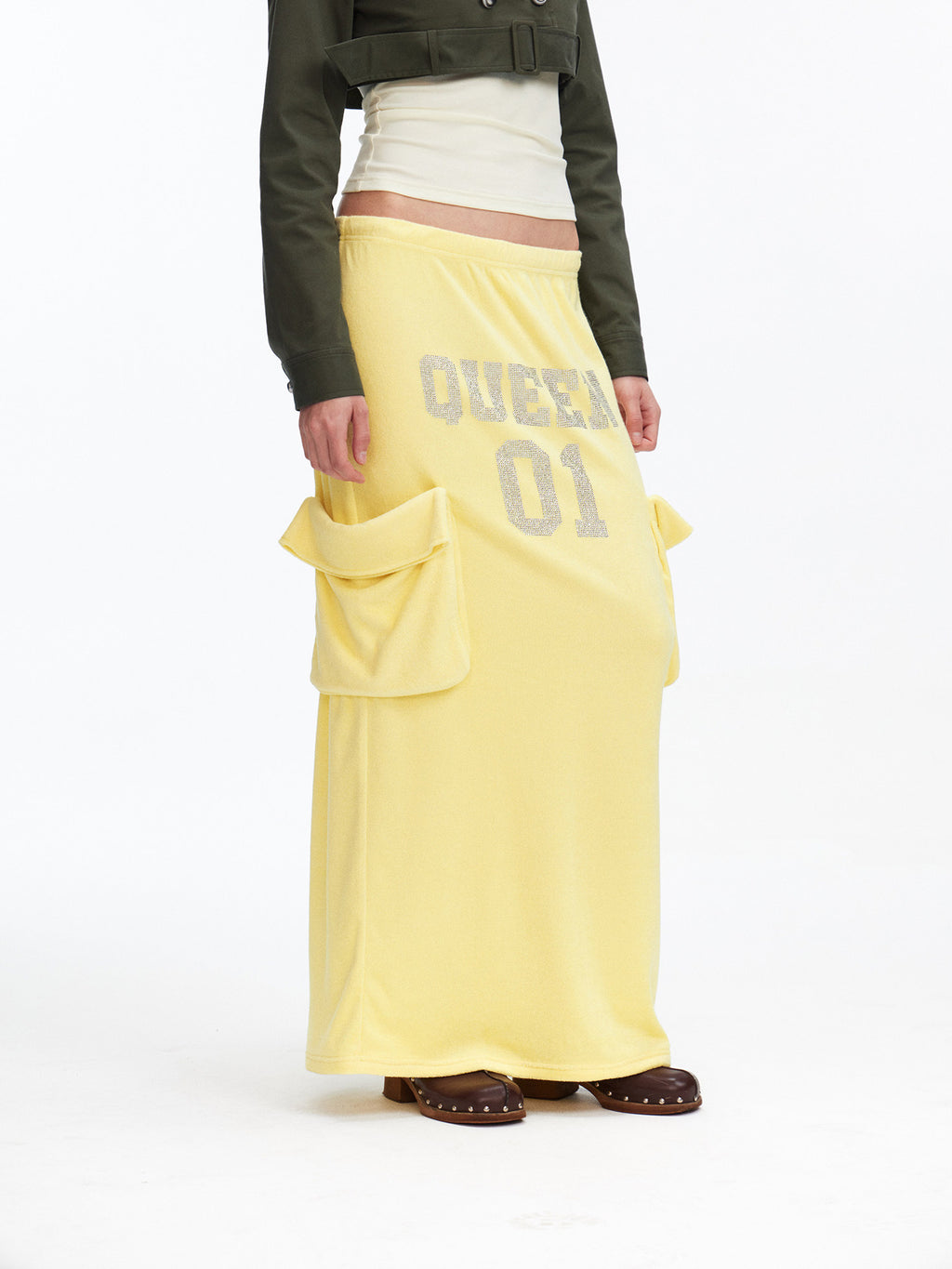 Yellow Terry Cotton Utility Skirt