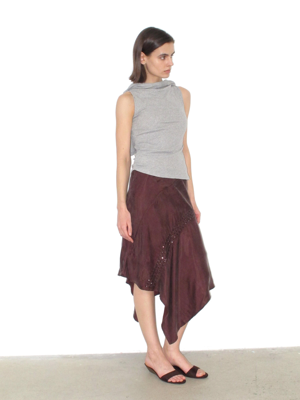Irregular side slanted skirt