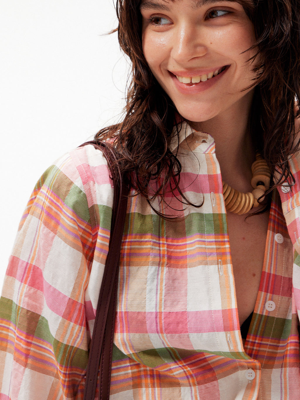 Pink Check Loose Relaxed Long Sleeve Shirt
