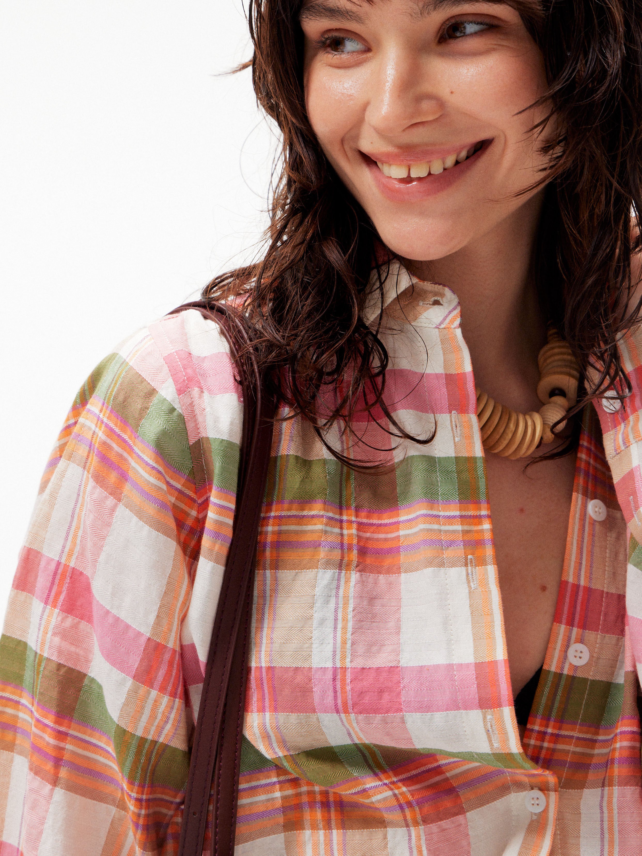 Pink Check Loose Relaxed Long Sleeve Shirt