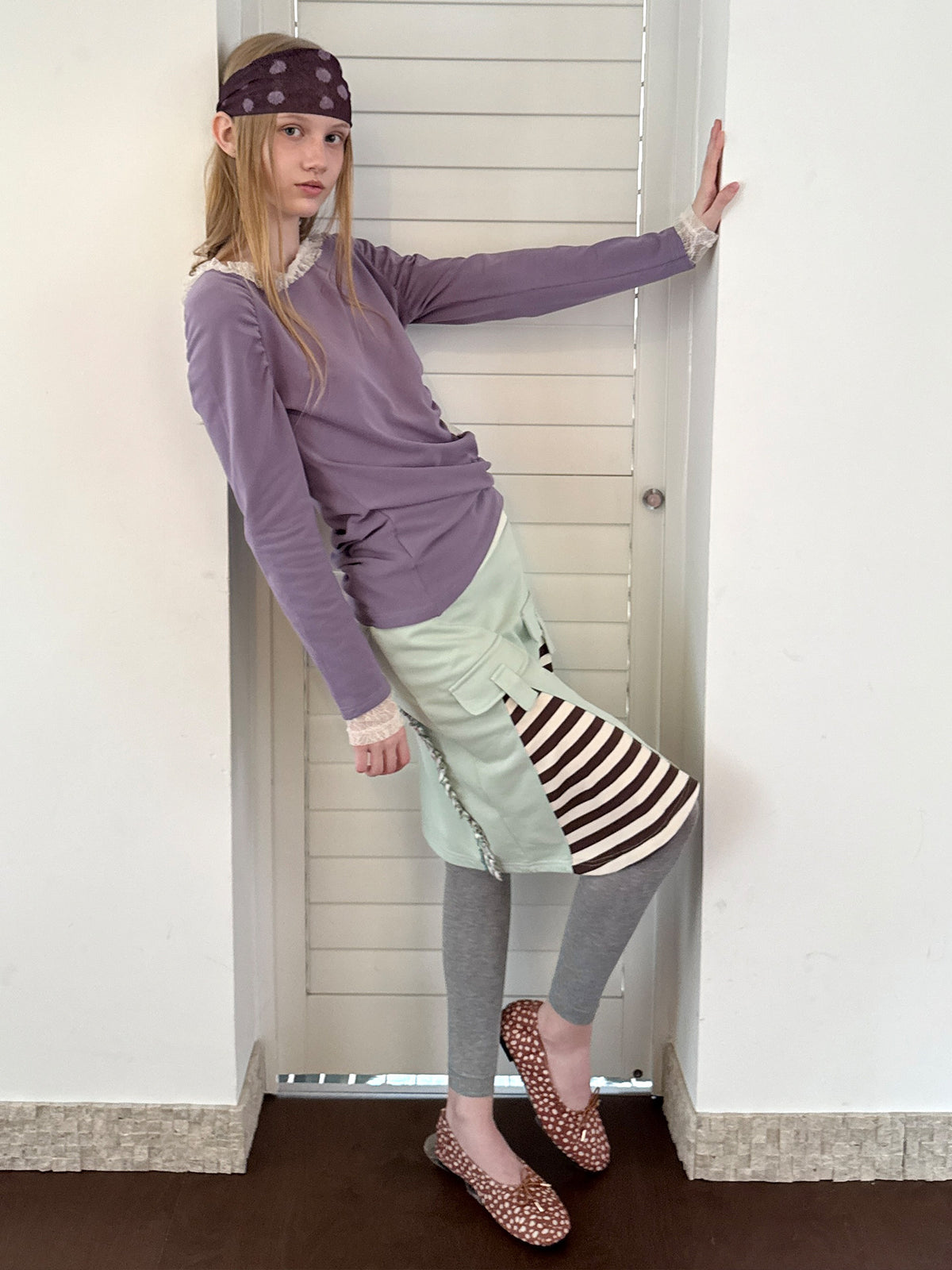 Striped lace casual skirt