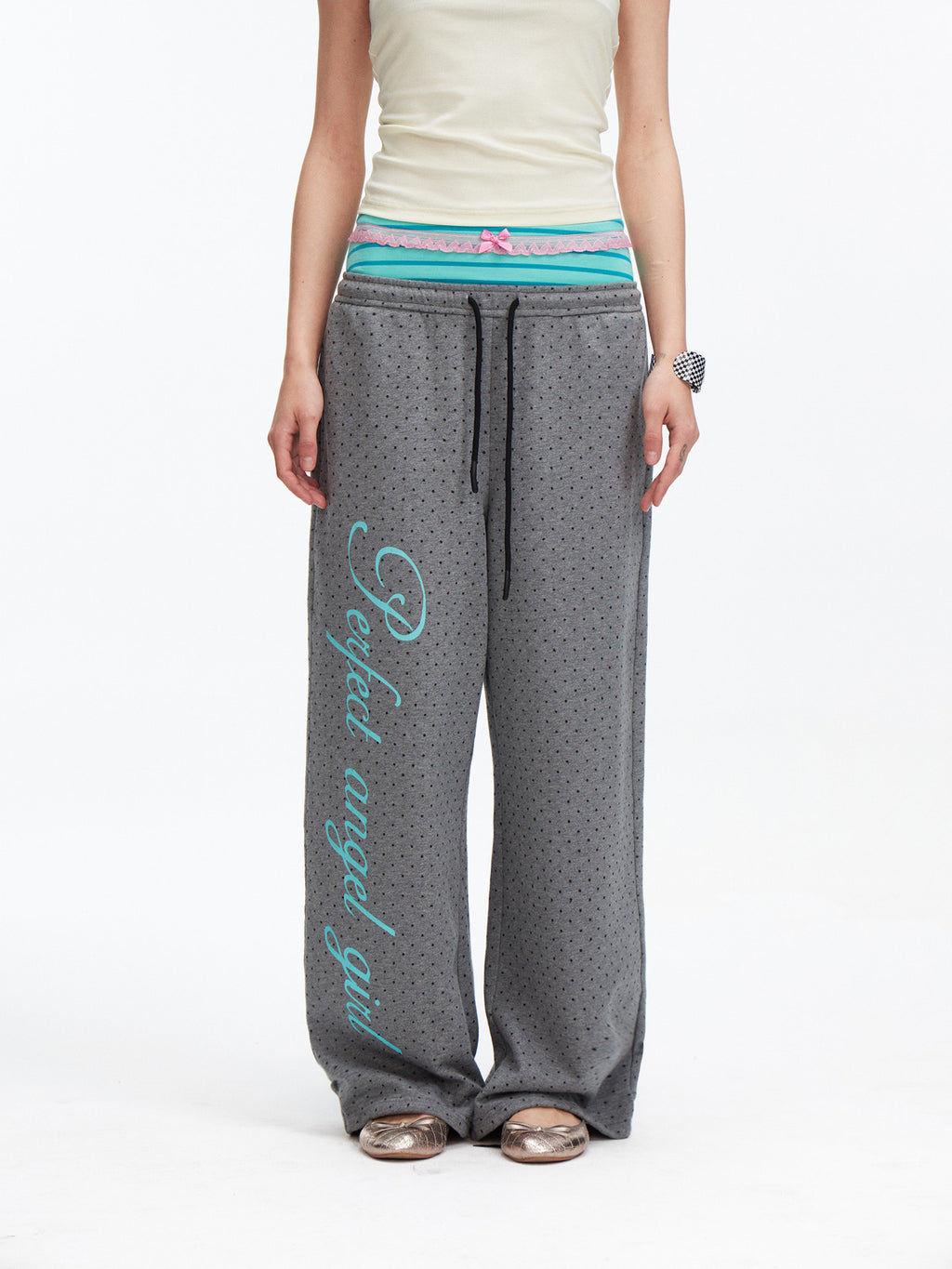 Polka dot double layered sweatpants