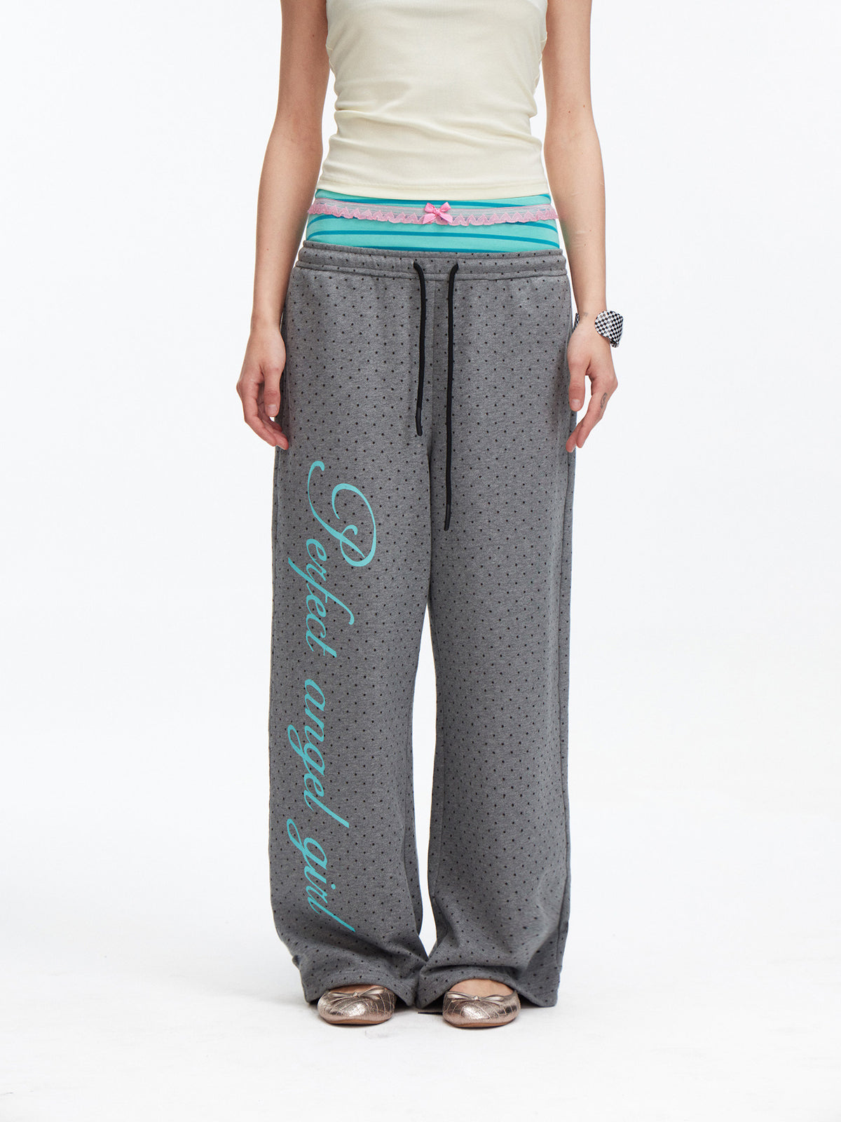 Polka dot double layered sweatpants