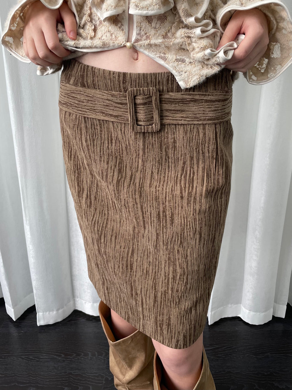 A-line skirt with a belt