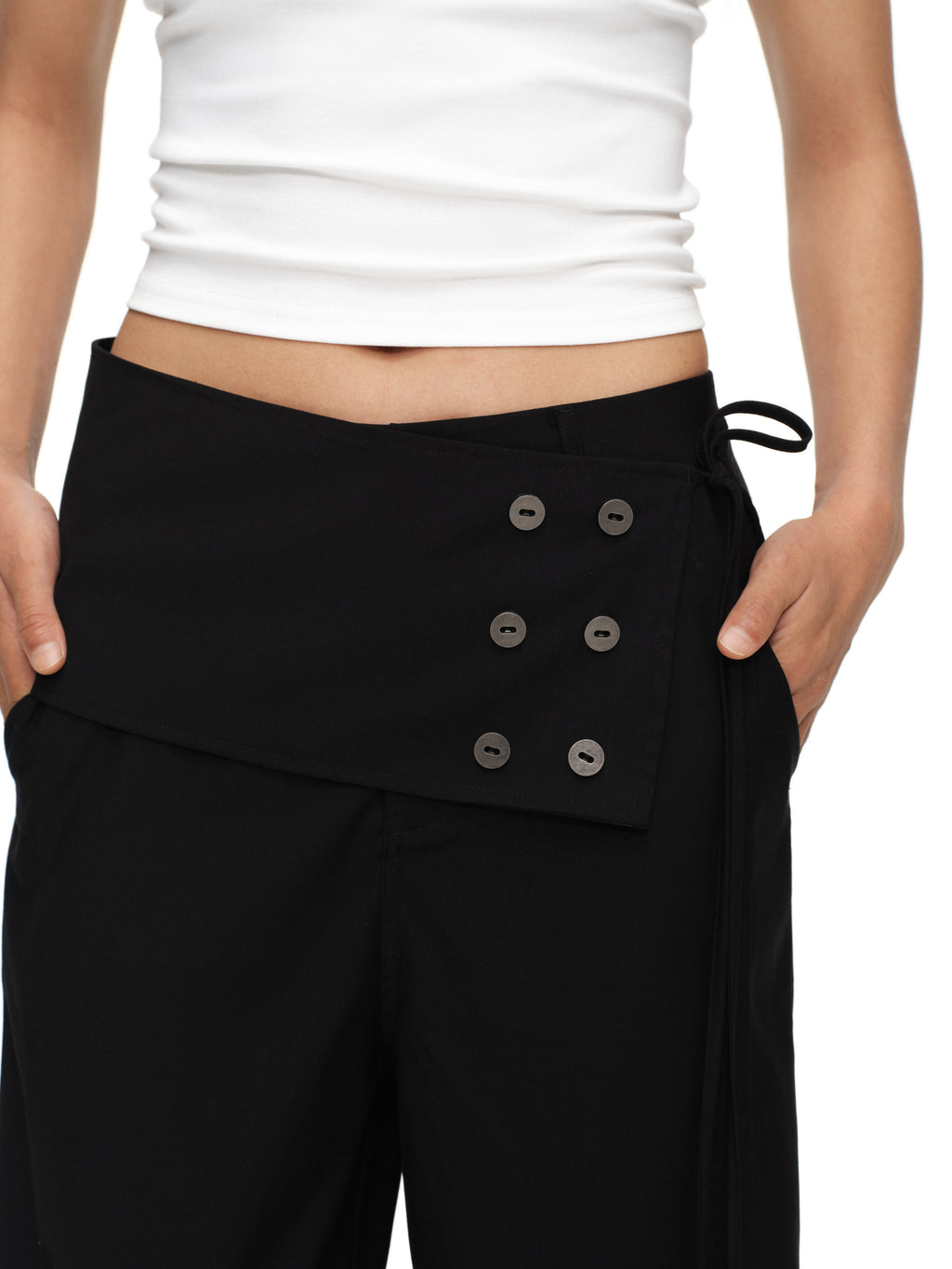 button straight trousers with skirt