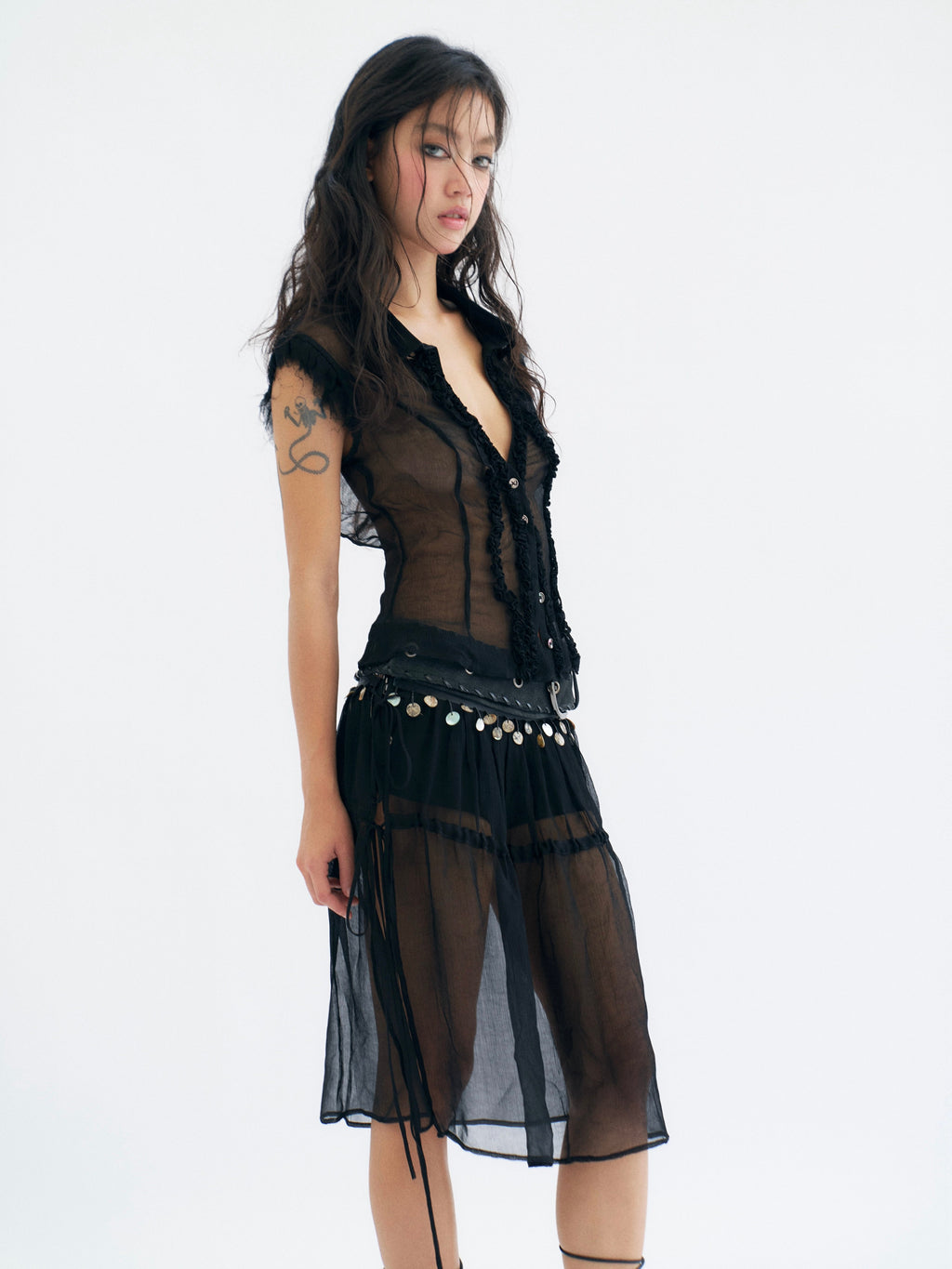 Sheer Open Back Shirt