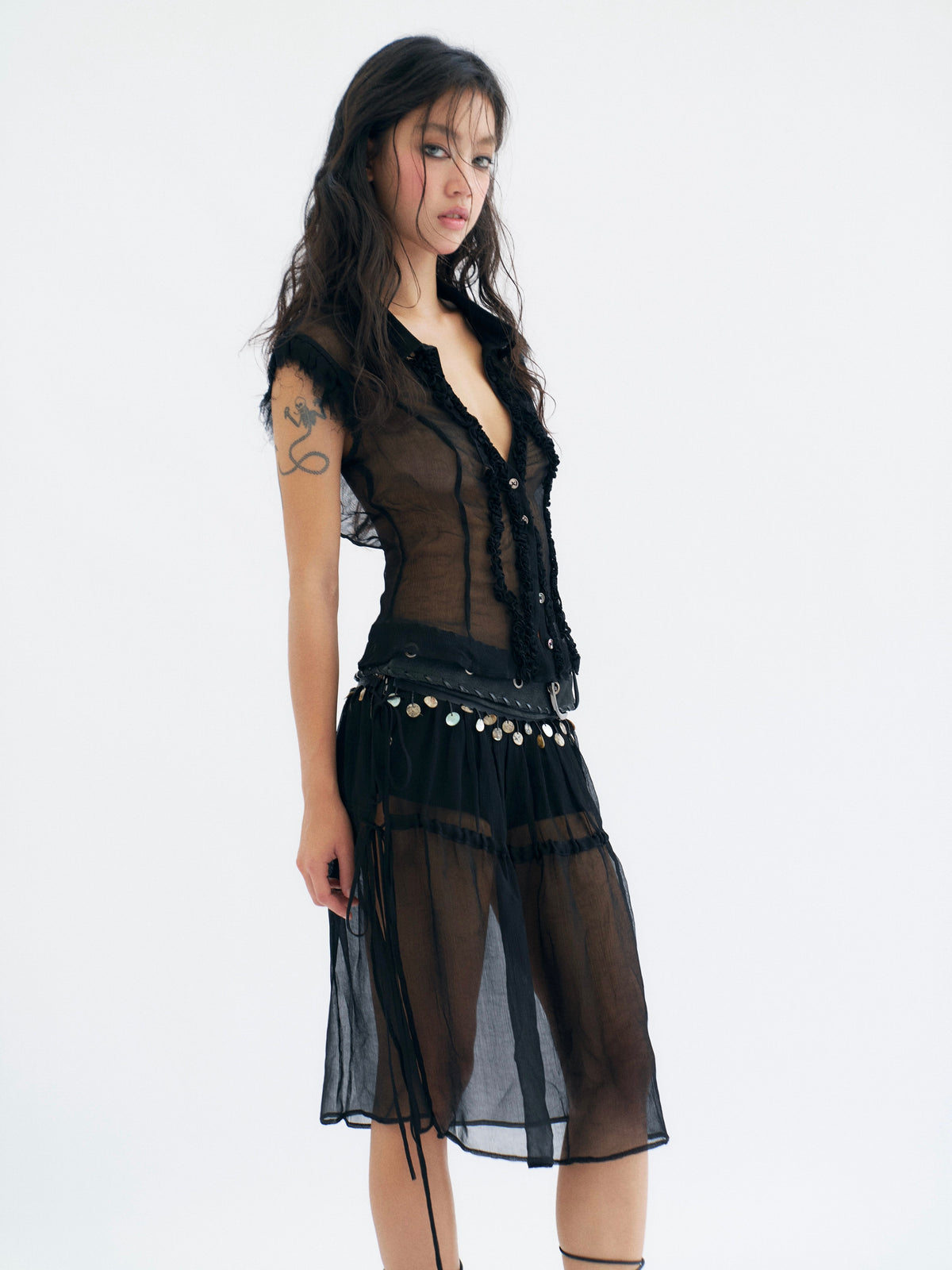 Sheer Open Back Shirt
