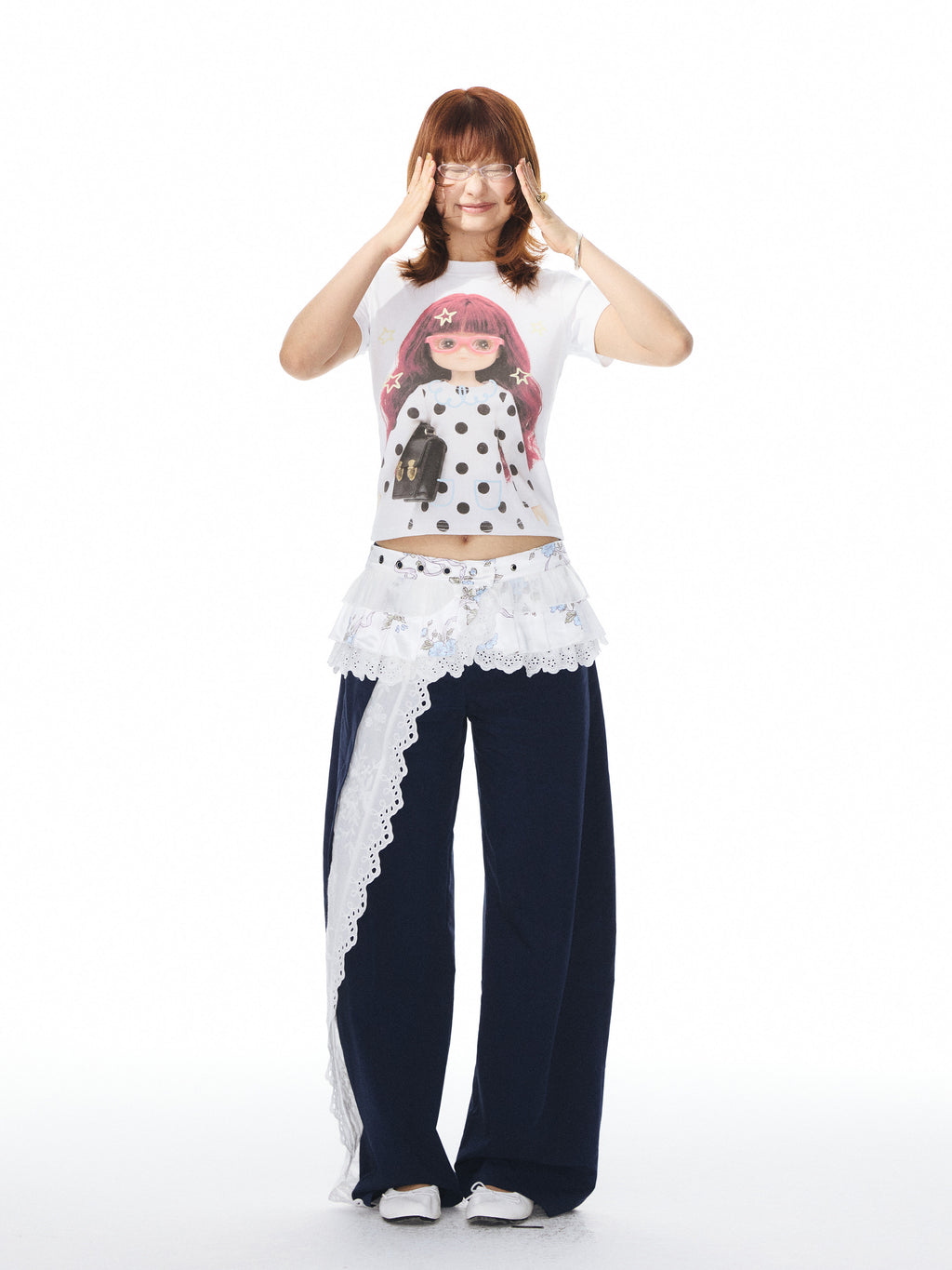 Lace curved pants
