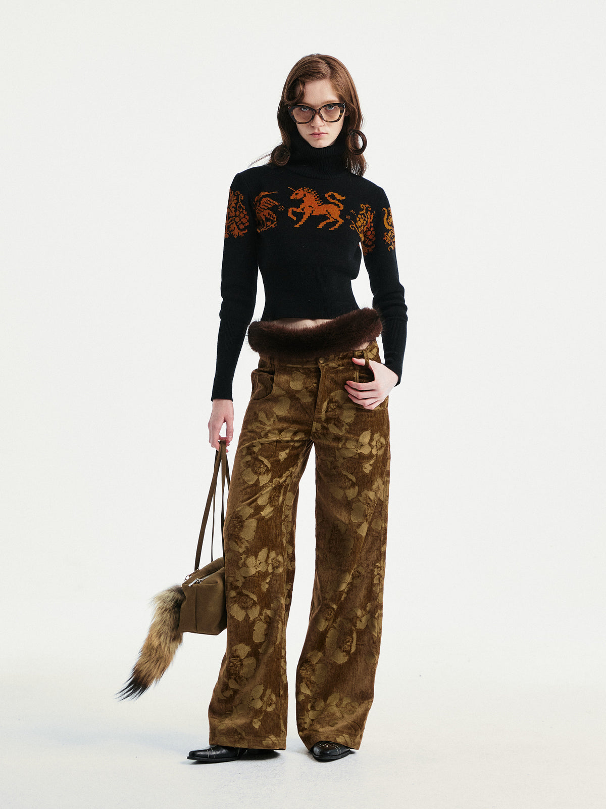 Pony pattern jacquard pullover