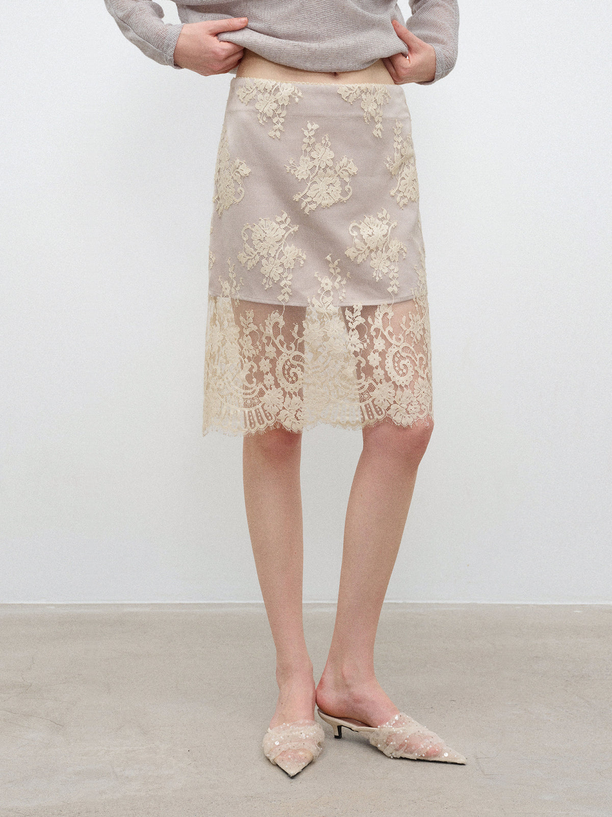 Champagne lace skirt