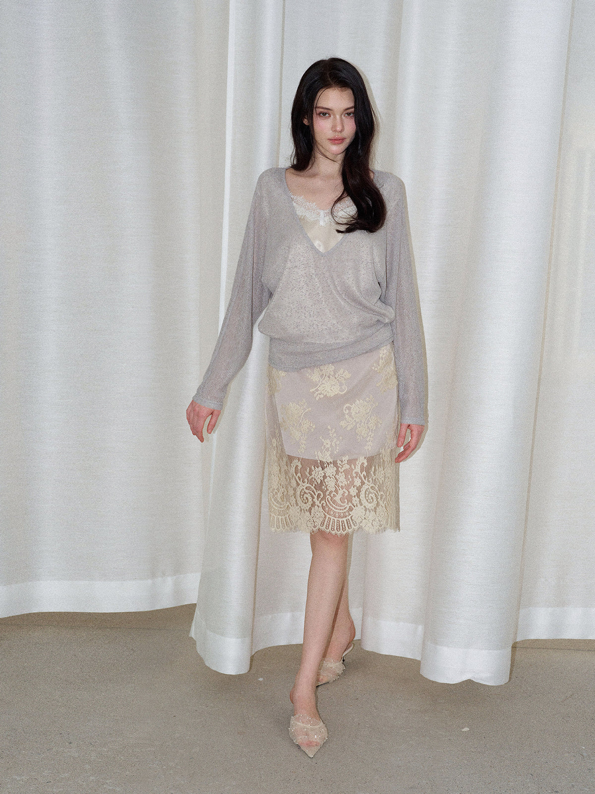 Champagne lace skirt