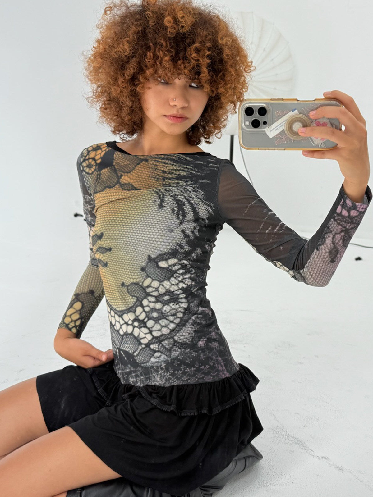 Black Swan Mesh Mini Dress