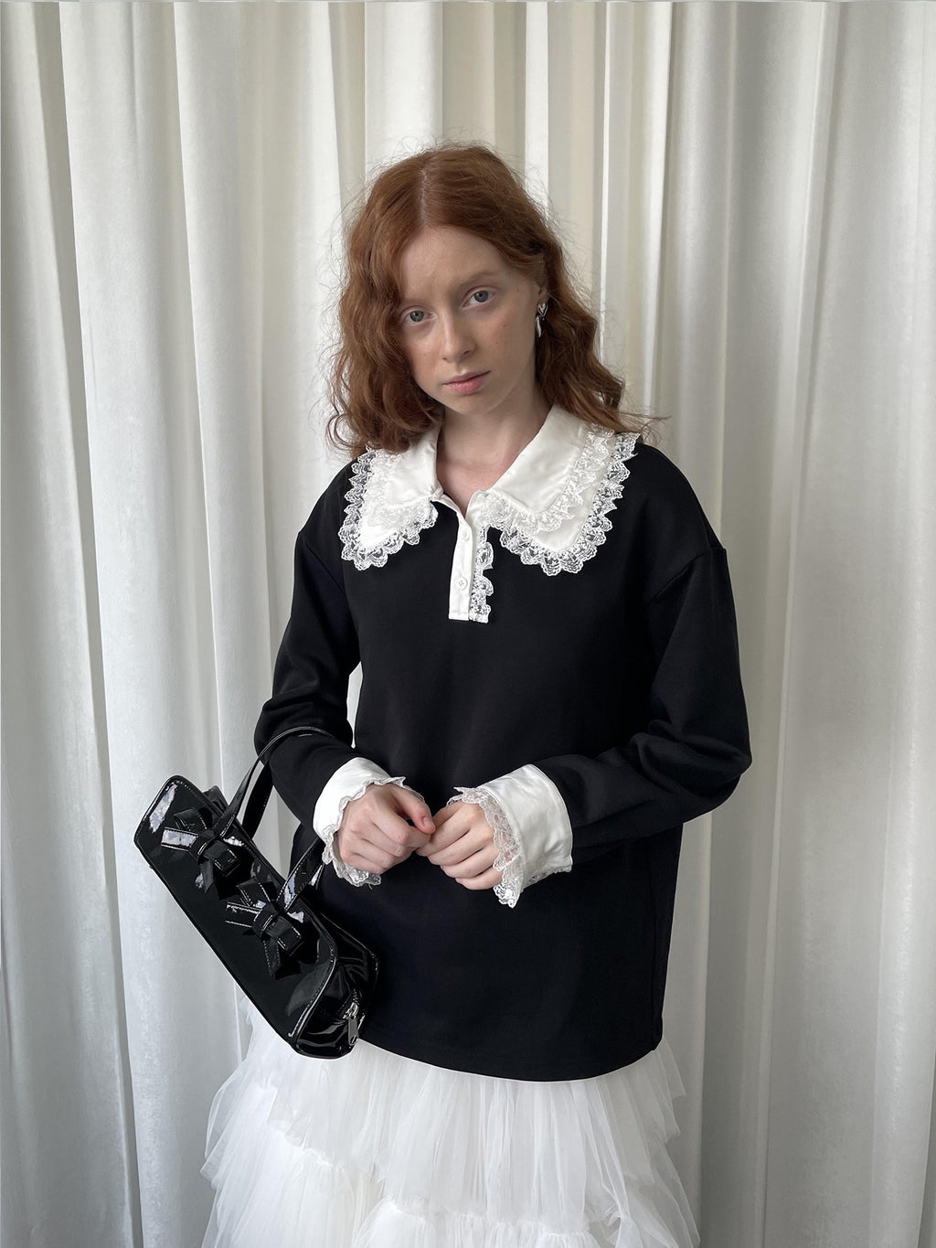 Lace black knitted