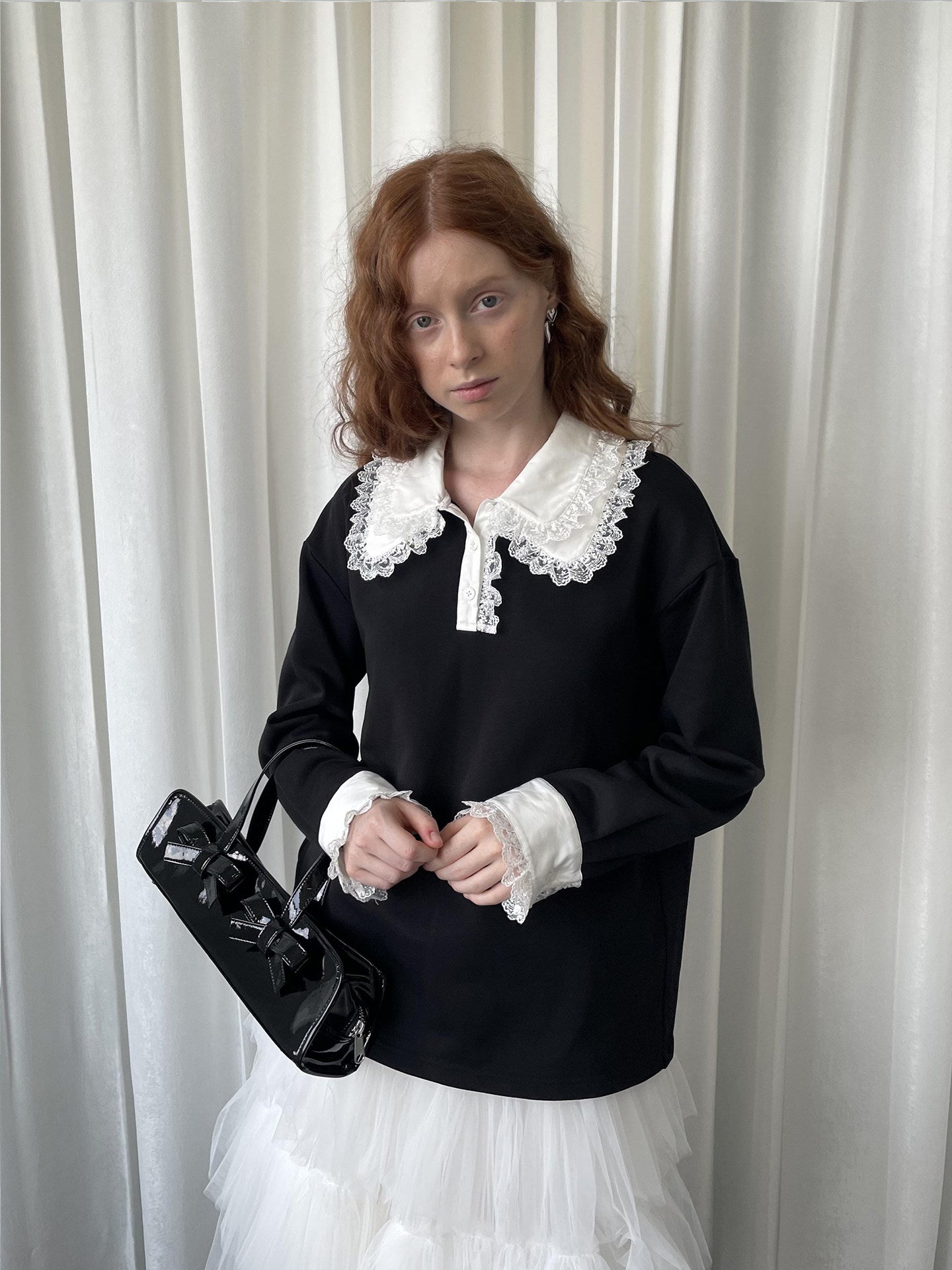 Lace black knitted