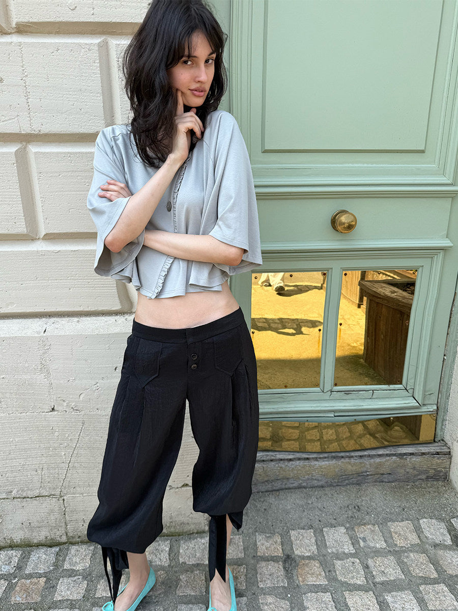 Bow tie low-rise pants